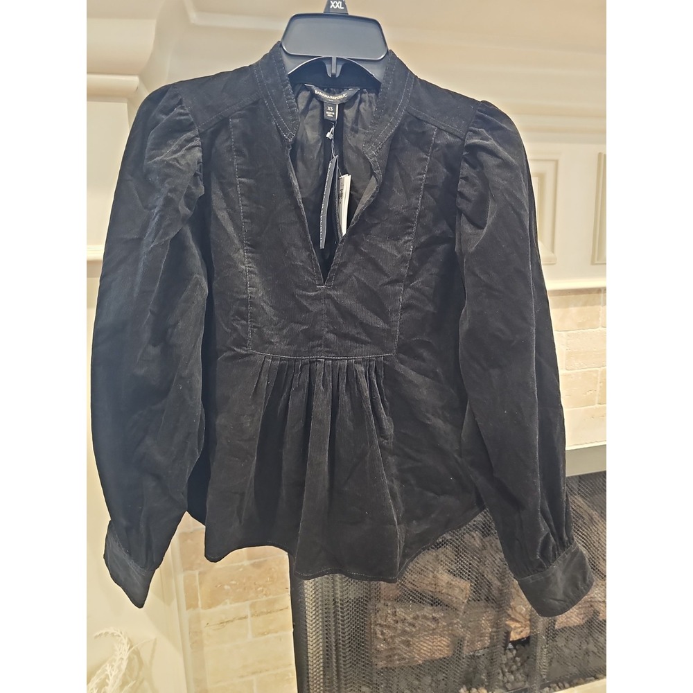 Banana Republic XS Relaxed Fit Corduroy Winter Minimalist Black Blouse NWT $70